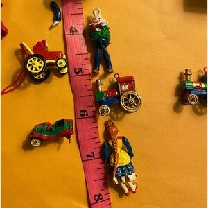 Department 56 pewter ornaments lady 1 baby carriage 2 engines plus 2 others #12